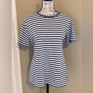 Eddie Bauer women’s striped blue and white tshirt. Tall size Large.